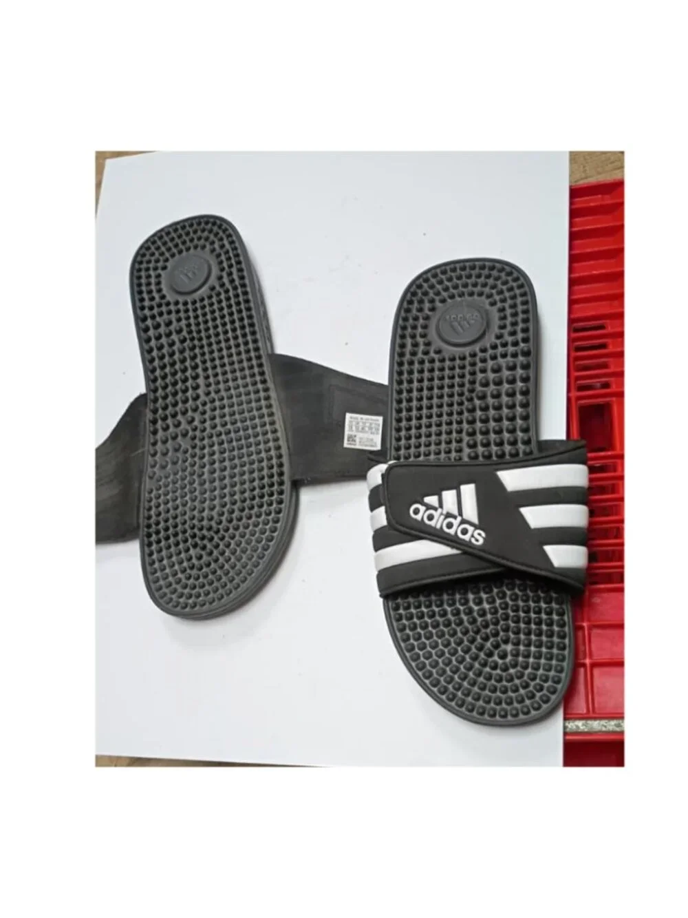 Adidas Men's Adissage TND Adjustable Massage Slide Sandals - Black/White